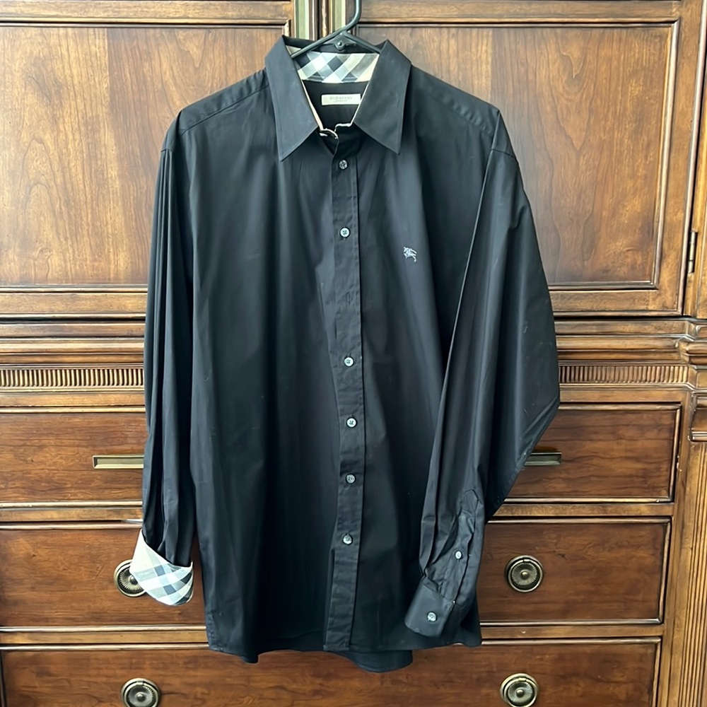BURBERRY London men’s Embroidered stretch cotton dress shirt sz.XL